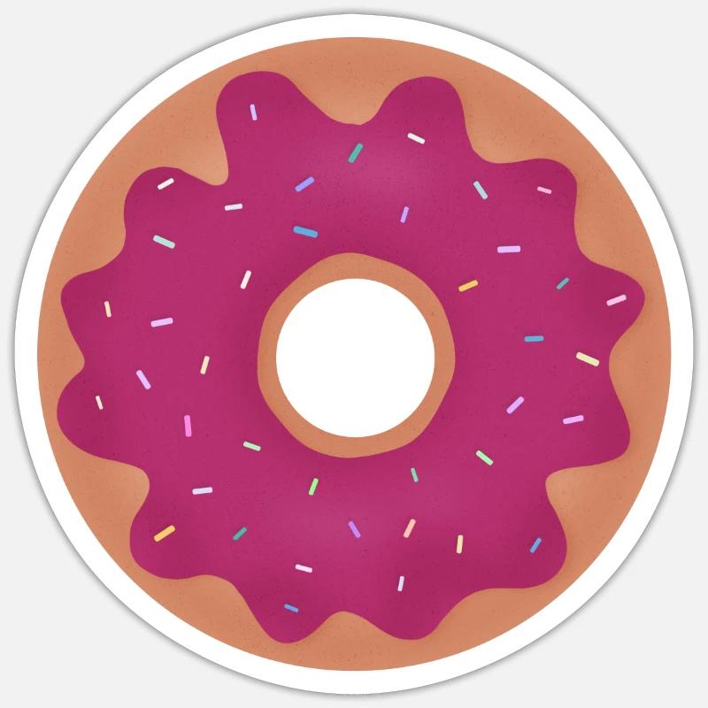 Donut mit pinker Glasur - Sticker Größe S (10 x 10 cm) - Mattweiß