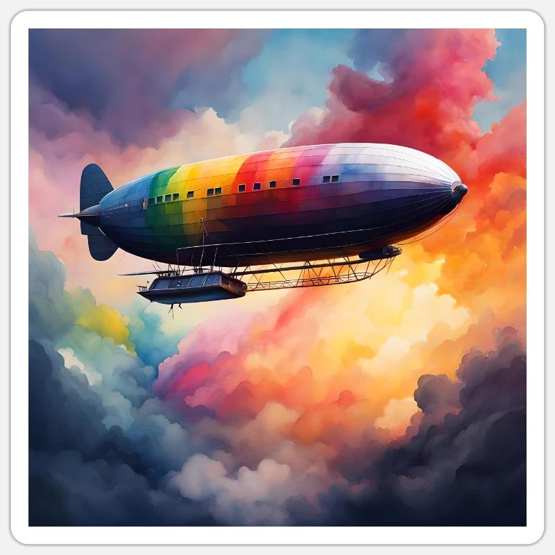 Zeppelin coloured - Sticker size S (10 x 10 cm) - white matte