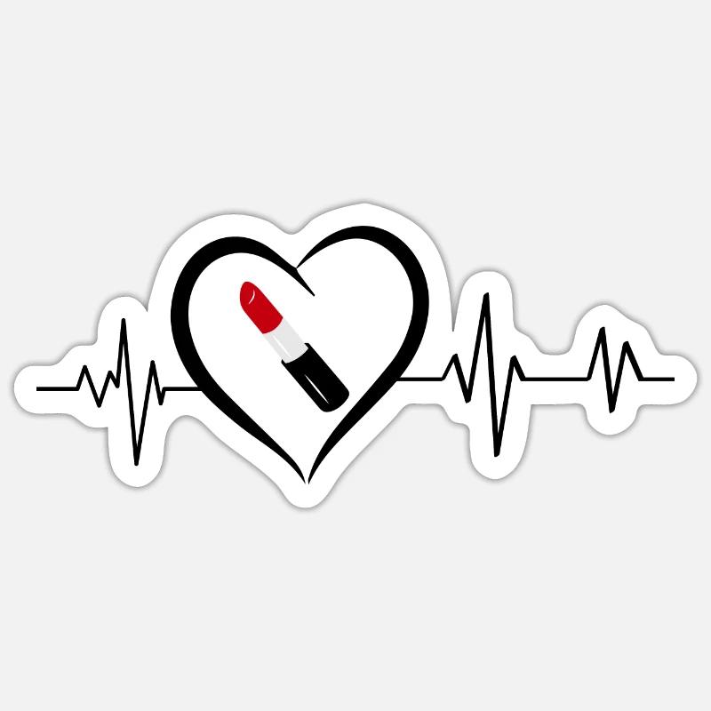 heartbeat lipstick Sticker size S (10 x 10 cm)