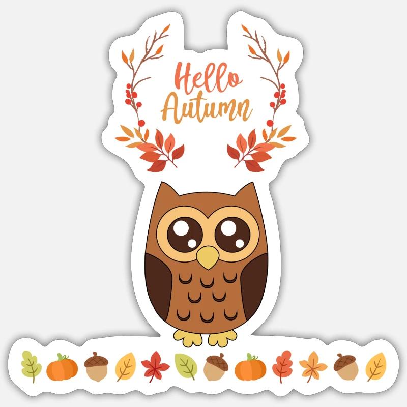 Herbst Eule Sticker Größe S (10 x 10 cm)