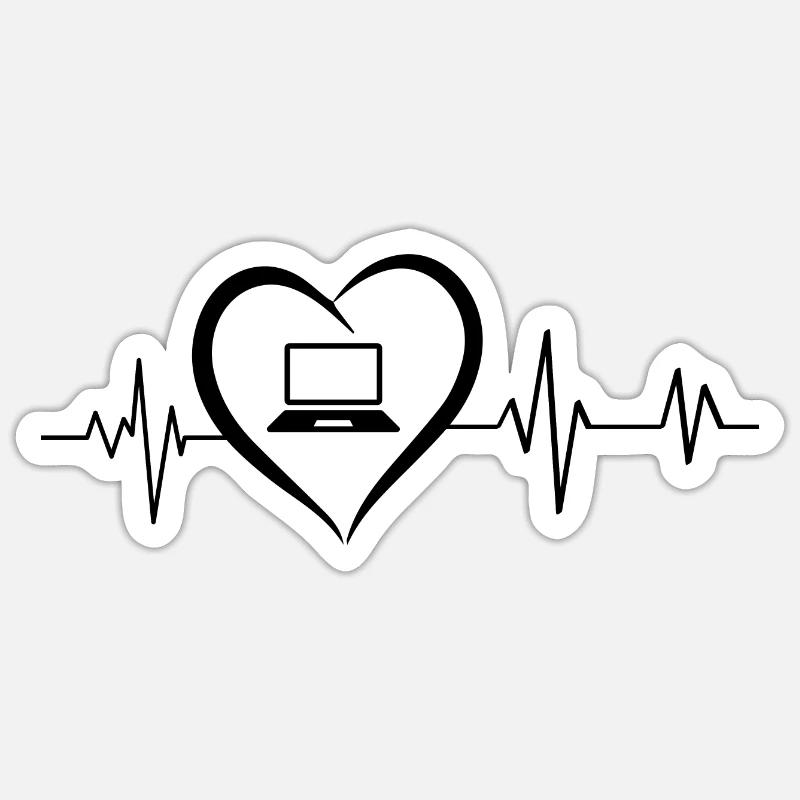 Heartbeat Computer Sticker size S (10 x 10 cm)