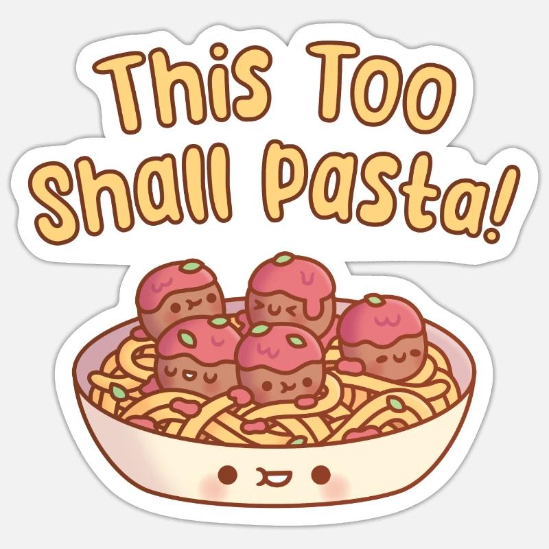Auch das soll Pasta Spaghetti und Fleischbällchen Sticker Größe S (10 x 10 cm)