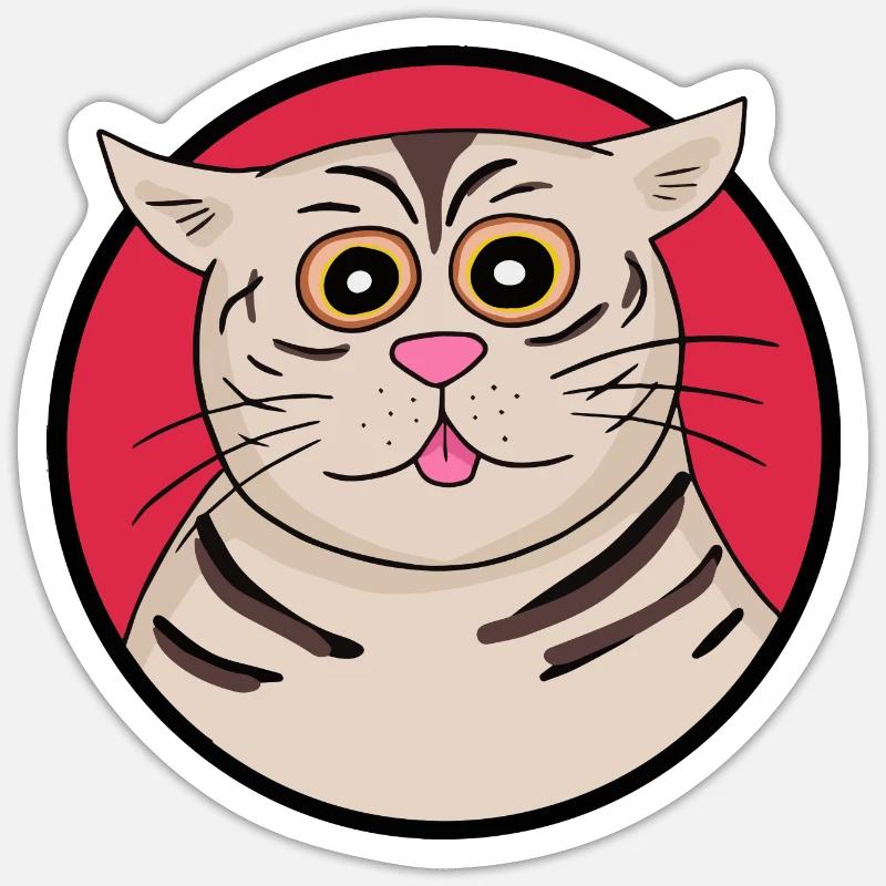 Chat étrange - Sticker taille S (10 x 10 cm) - blanc mat