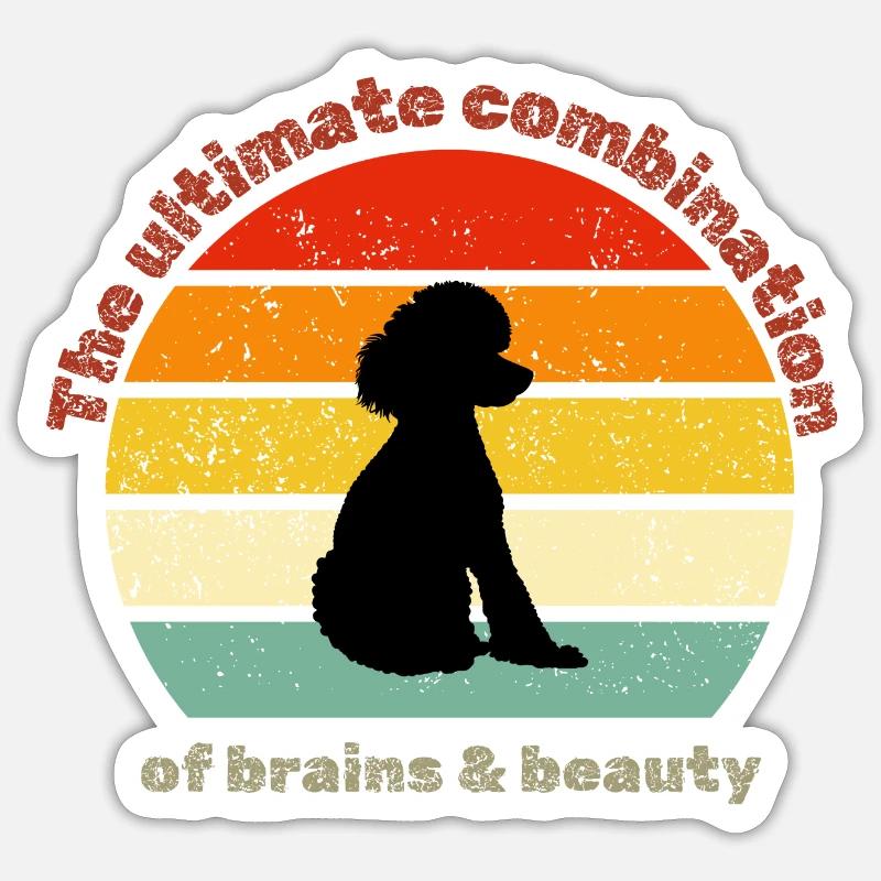 Caniche rétro - Sticker taille S (10 x 10 cm) - blanc mat