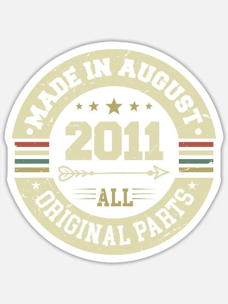 August 2011 Geburtstagsgeschenk August 2011 August - Sticker Größe S (10 x 10 cm) - Mattweiß