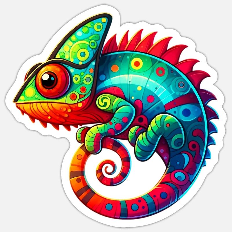 Chamäleon - Sticker Größe S (10 x 10 cm) - Mattweiß