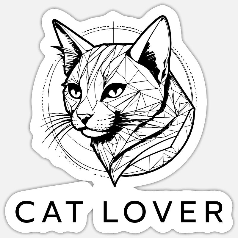AMOUREUX DES CHATS - Sticker taille S (10 x 10 cm) - blanc mat