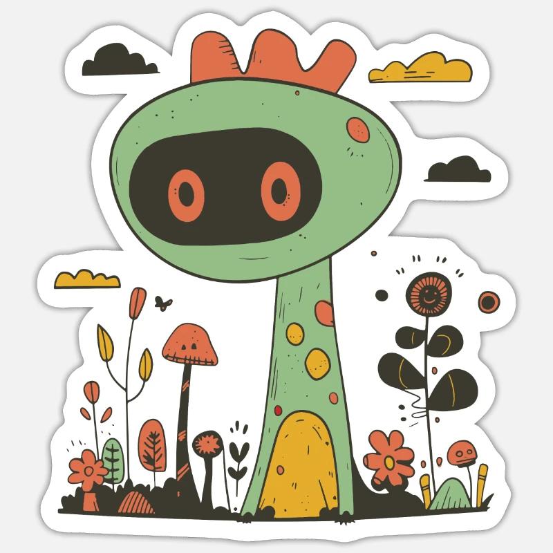 Max le Dinorannus - Sticker taille S (10 x 10 cm) - blanc mat