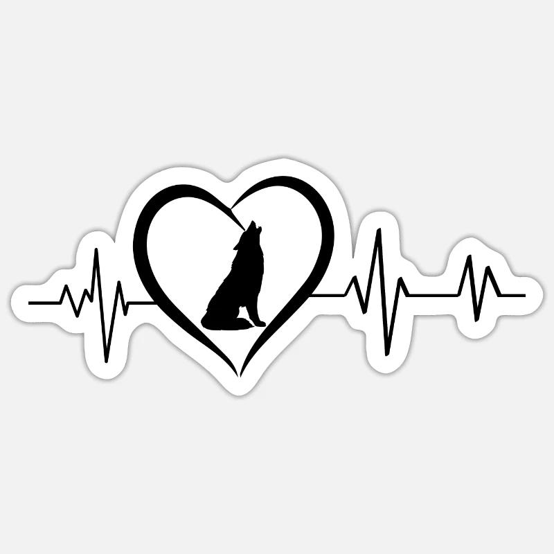 Wolf Heartbeat - Sticker size S (10 x 10 cm) - white matte