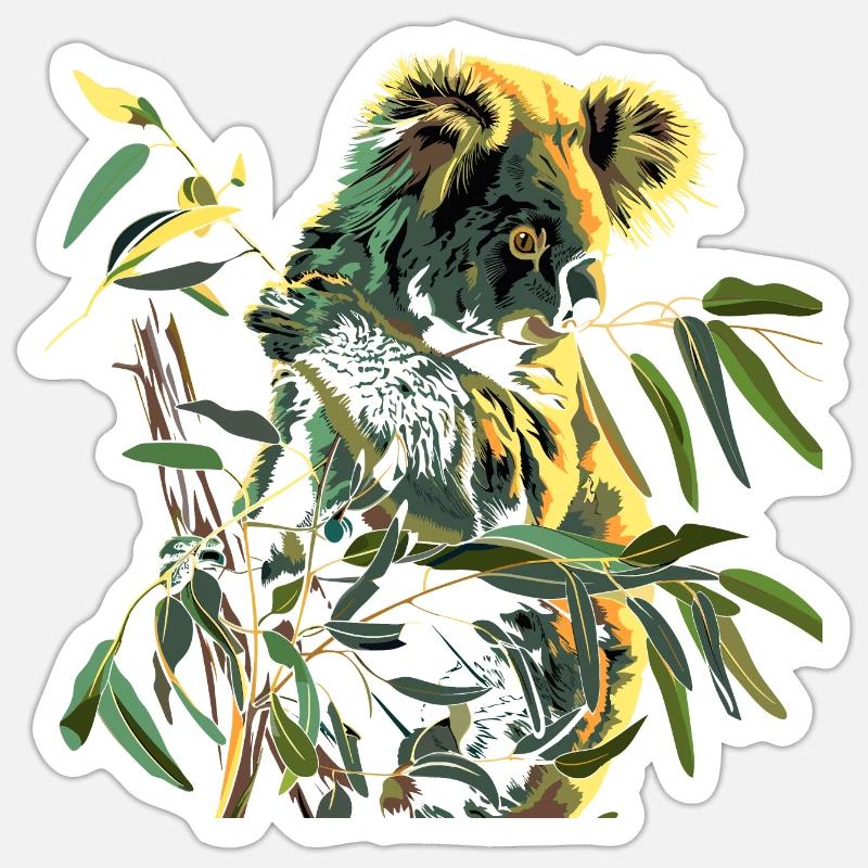 Koala Mignon Koala Ours - Sticker taille S (10 x 10 cm) - blanc mat