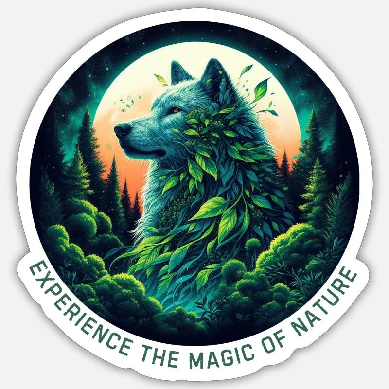 Wolf im Wald - Sticker Größe S (10 x 10 cm) - Mattweiß