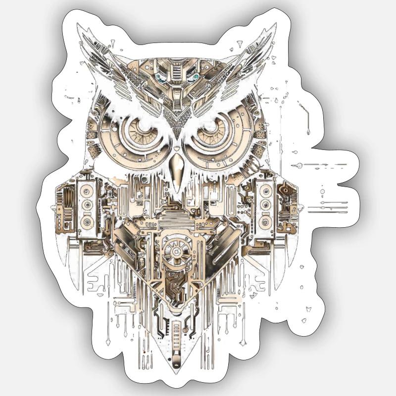 Eule - Sticker Größe S (10 x 10 cm) - Mattweiß