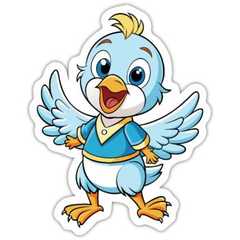 Taube Niedliche Zeichentrickfigur Kawaii Clipart - Sticker Größe S (10 x 10 cm) - Mattweiß - Vorne