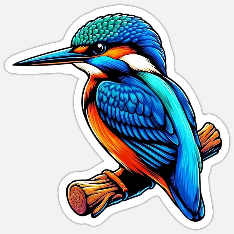 Martin-pêcheur - Sticker taille S (10 x 10 cm) - blanc mat