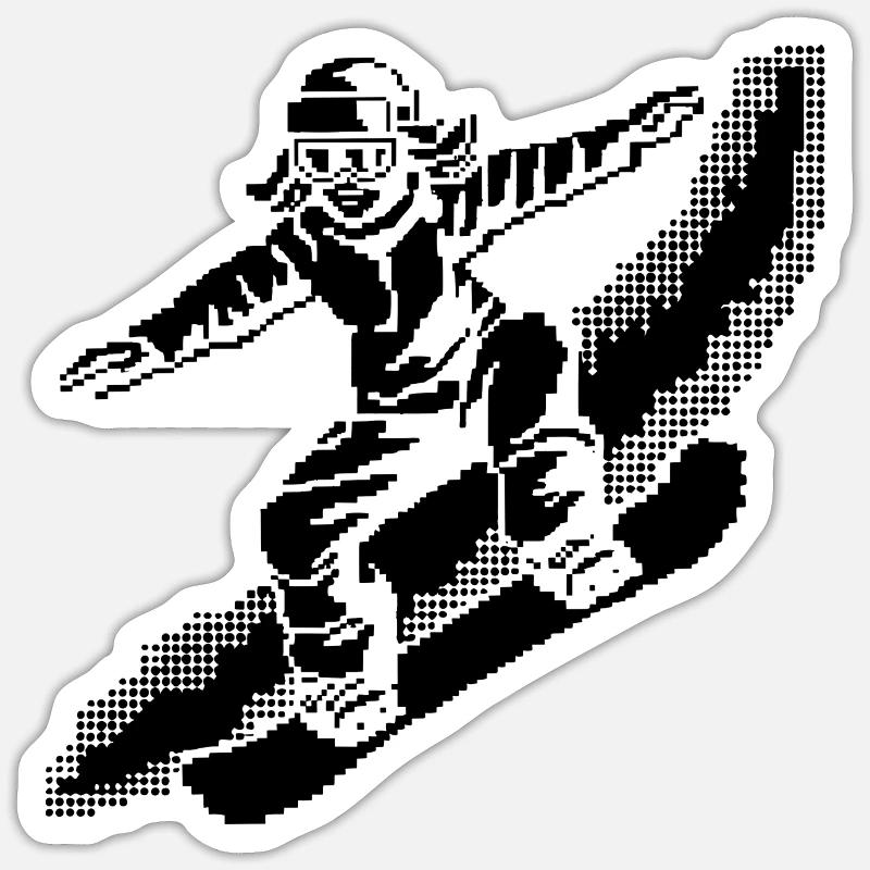 Snowboarder Pixel Art Sticker Größe S (10 x 10 cm)