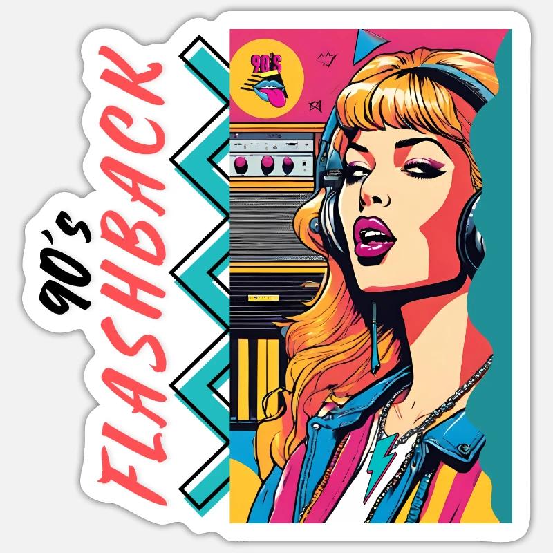 90 s Flashback - Sticker Größe S (10 x 10 cm) - Mattweiß