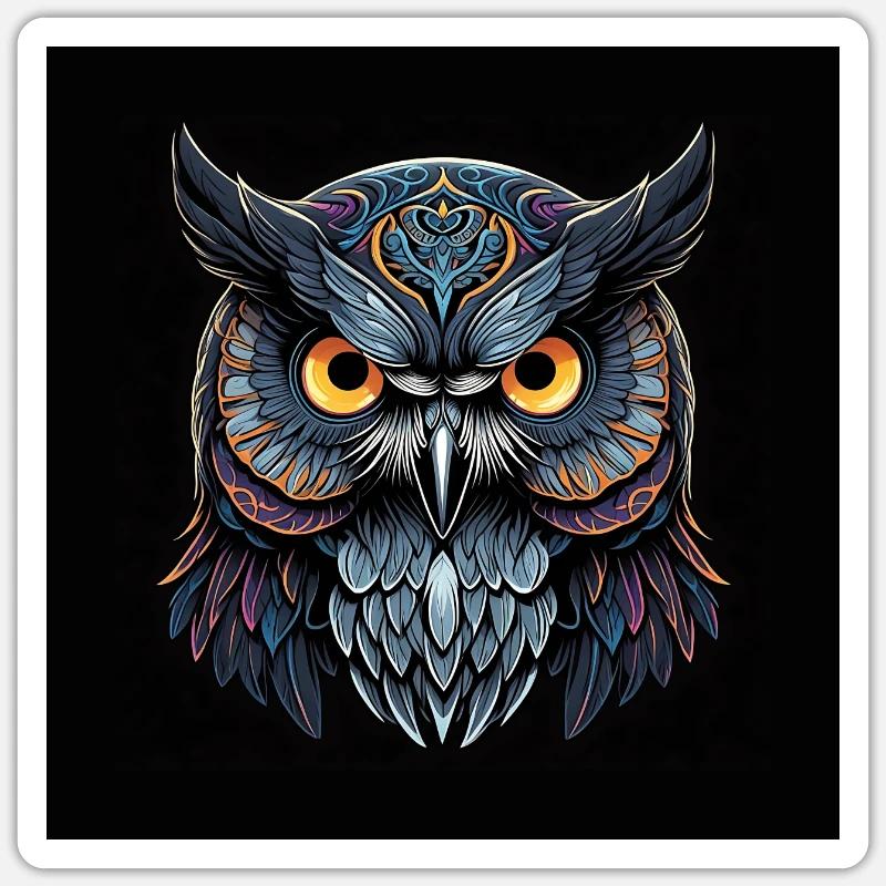 Dekorative unheimliche Eule Eulenportrait Sticker Größe S (10 x 10 cm)