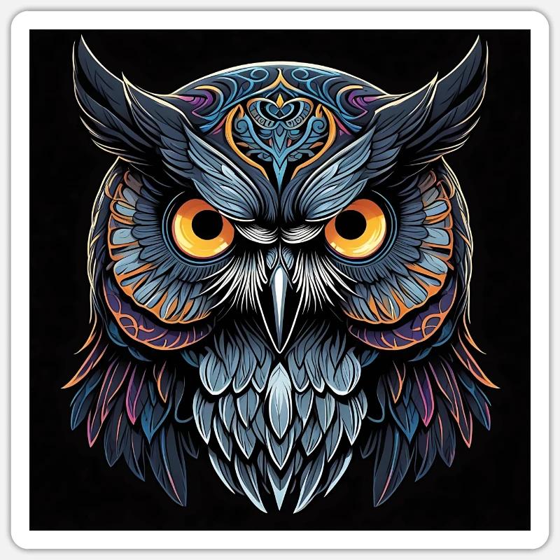 Dekorative unheimliche Eule Eulenportrait Sticker Größe S (10 x 10 cm)