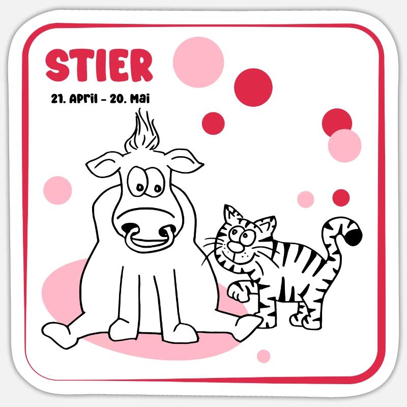 Sternzeichen Stier - Sticker Größe S (10 x 10 cm) - Mattweiß