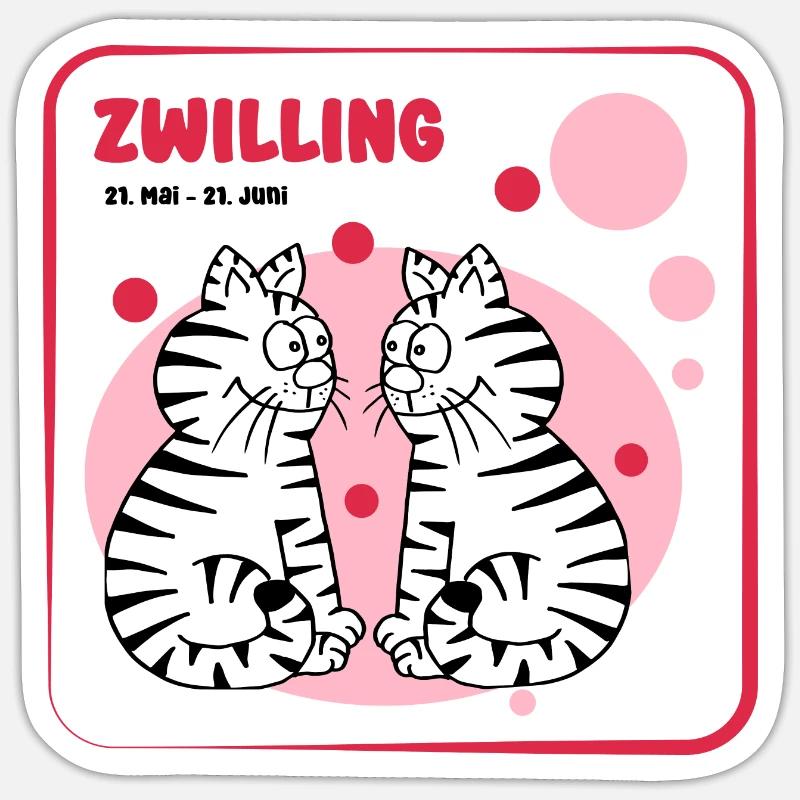 Signe du zodiaque Gémeaux - Sticker taille S (10 x 10 cm) - blanc mat