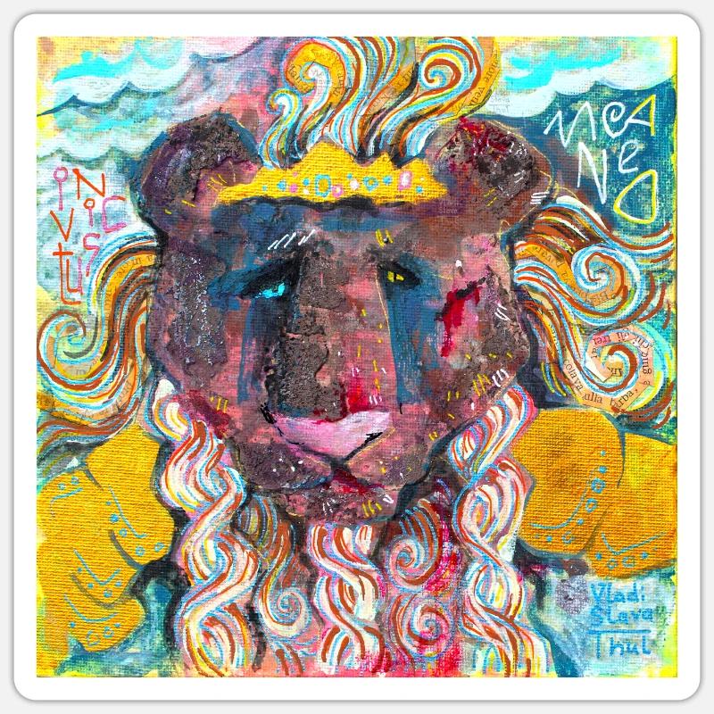 Kriegerischer Löwe Sticker Größe S (10 x 10 cm)