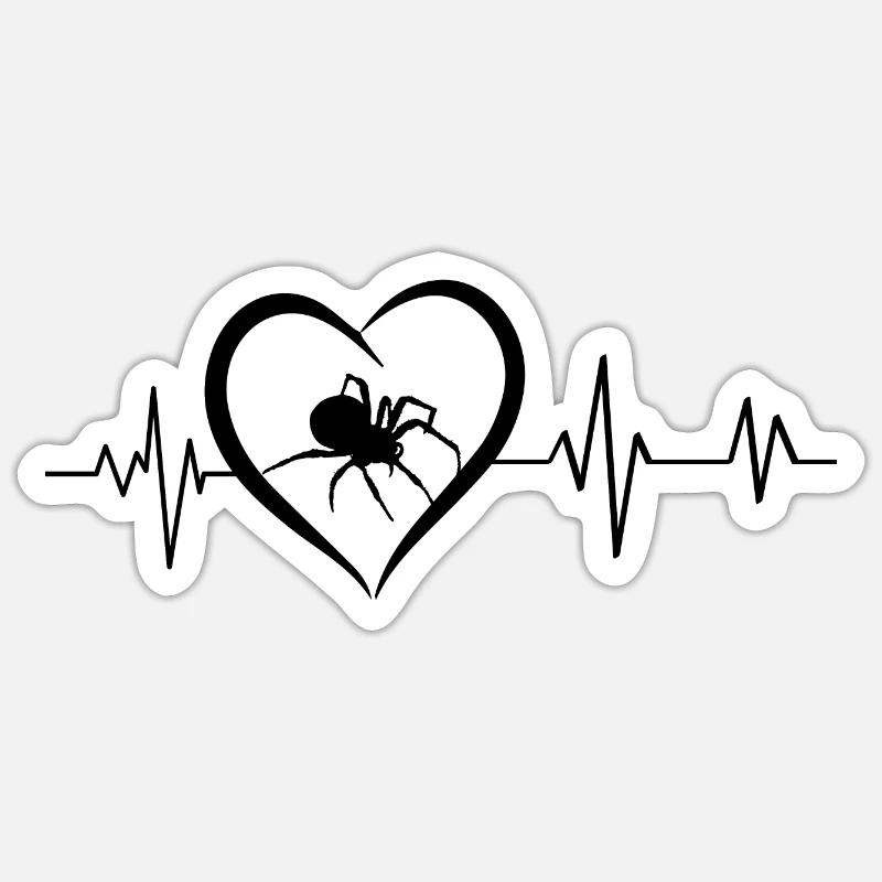 Spider heartbeat - Sticker size S (10 x 10 cm) - white matte