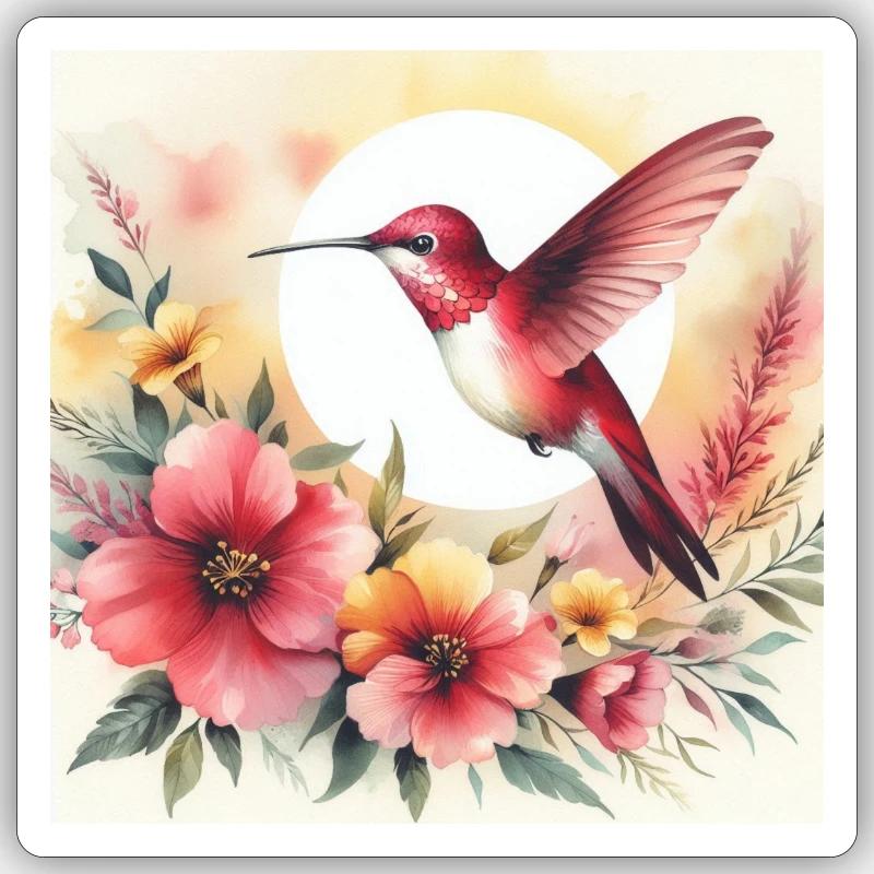 oiseau nectar - Sticker taille S (10 x 10 cm) - blanc mat