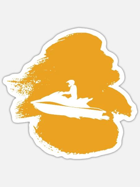 Jetski Motorschlitten Wasserski - Sticker Größe S (10 x 10 cm) - Mattweiß