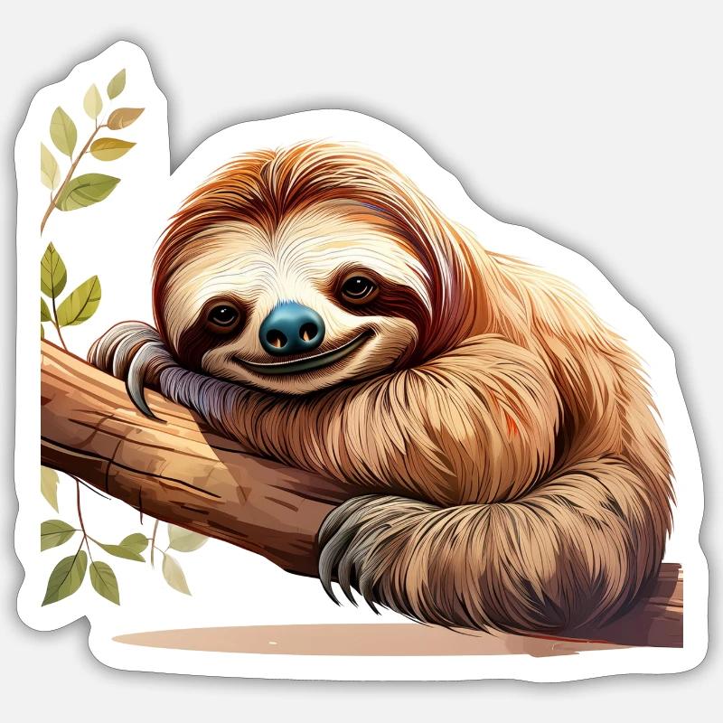 Faultier - Sticker Größe S (10 x 10 cm) - Mattweiß