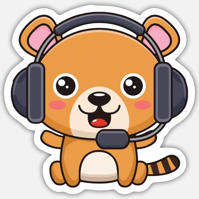Bärchen mit Headset Sticker Größe S (10 x 10 cm)