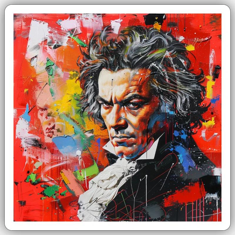 Beethoven No.4 - Sticker size S (10 x 10 cm) - white matte