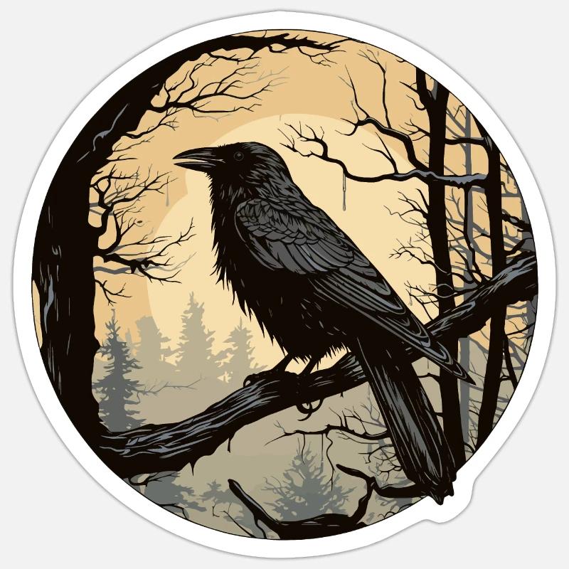 Corbeau - Sticker taille S (10 x 10 cm) - blanc mat