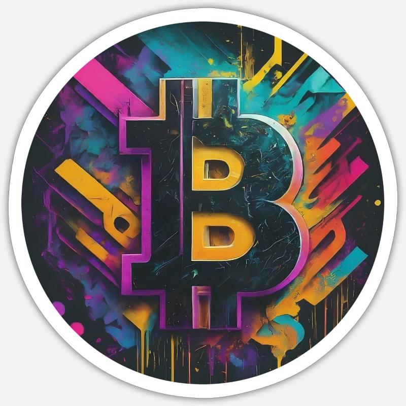 Bitcoin-Explosion der Farben Sticker Größe S (10 x 10 cm)