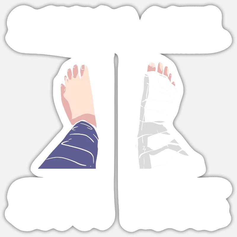 Gebrochenes Bein - Sticker Größe S (10 x 10 cm) - Mattweiß