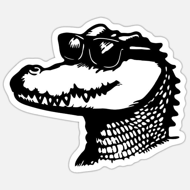 Crocodile Alligator - Sticker taille S (10 x 10 cm) - blanc mat