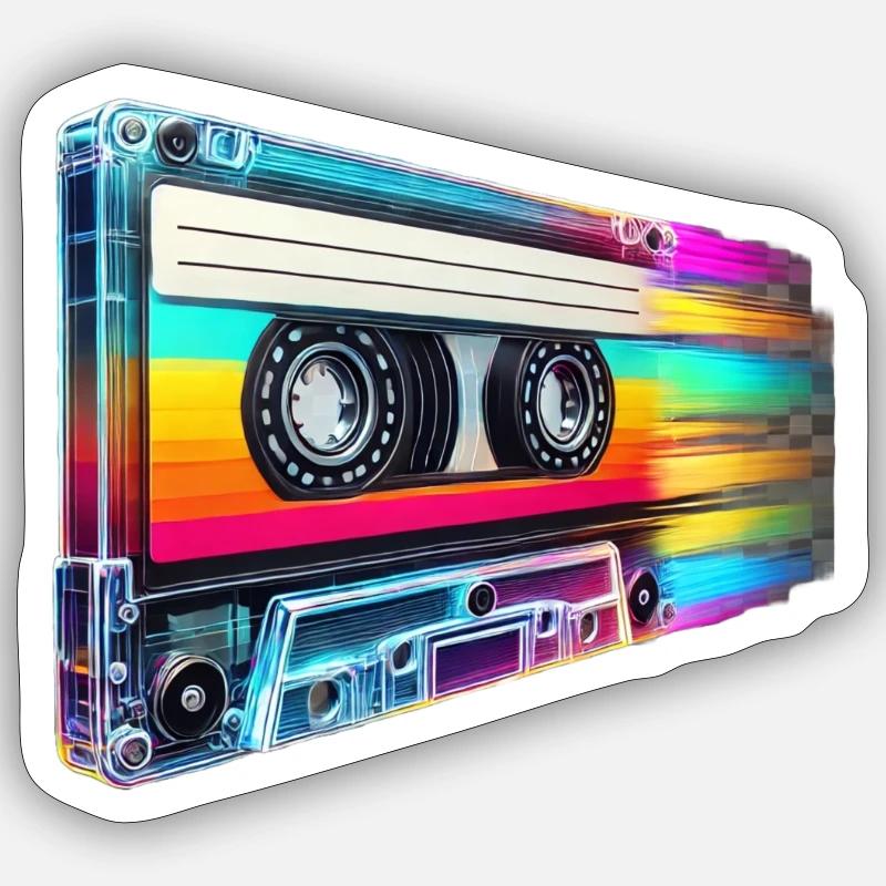 Retro Cassette - Sticker Größe S (10 x 10 cm) - Mattweiß