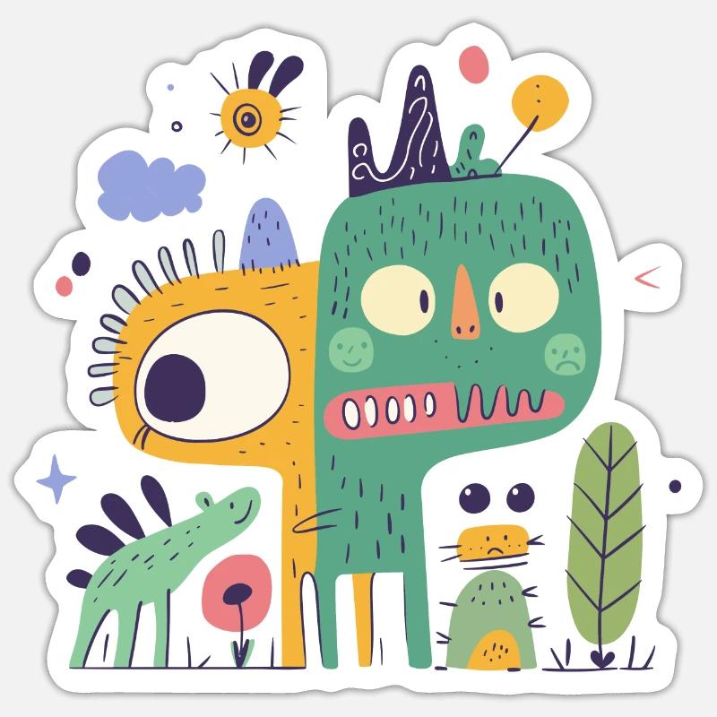 Chats effrayés - Sticker taille S (10 x 10 cm) - blanc mat