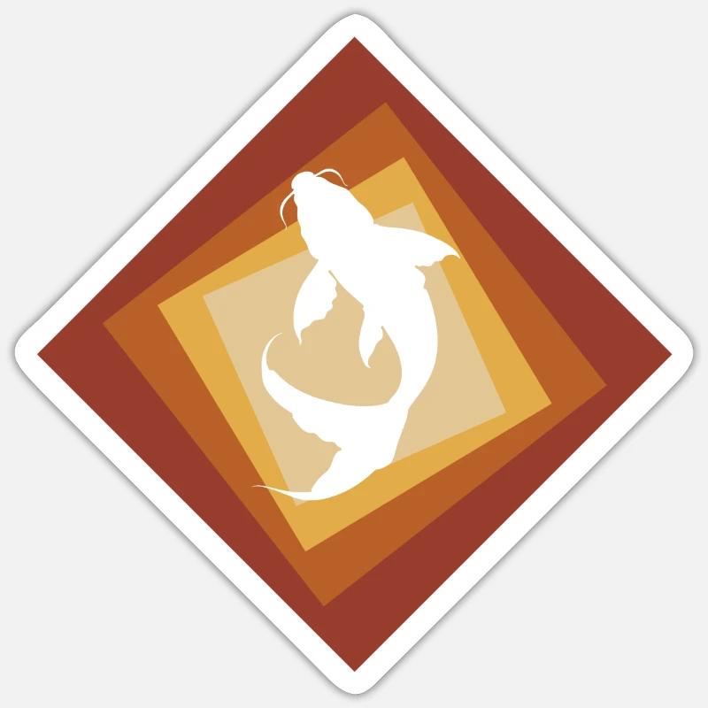 Poisson Koi - Sticker taille S (10 x 10 cm) - blanc mat