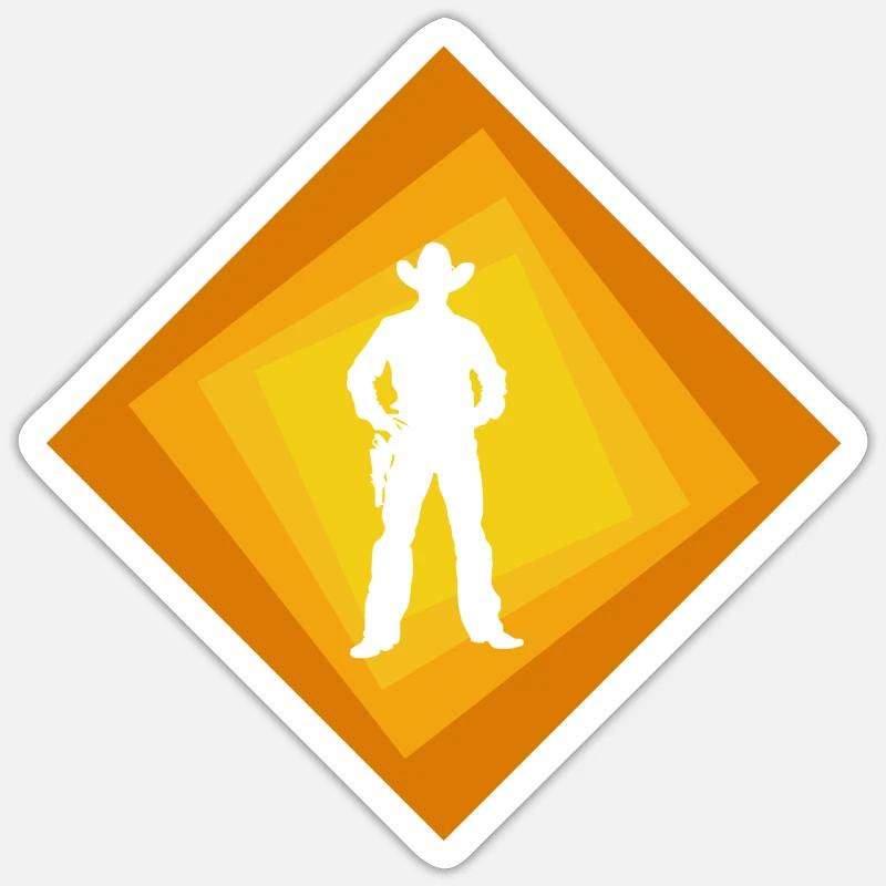 Cavalier de cow-boy - Sticker taille S (10 x 10 cm) - blanc mat