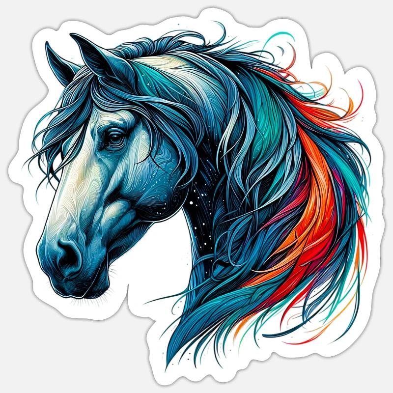 Cheval - Sticker taille S (10 x 10 cm) - blanc mat