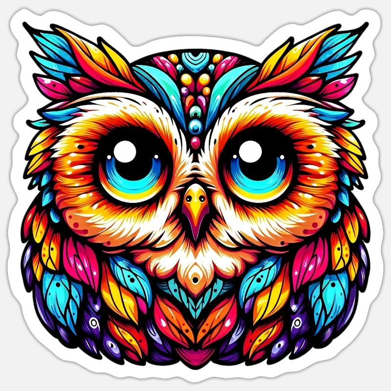 Eule - Sticker Größe S (10 x 10 cm) - Mattweiß