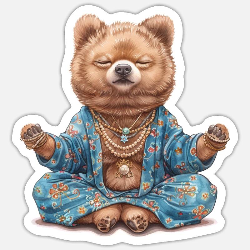 Bear's Deep Meditation - Sticker size S (10 x 10 cm) - white matte