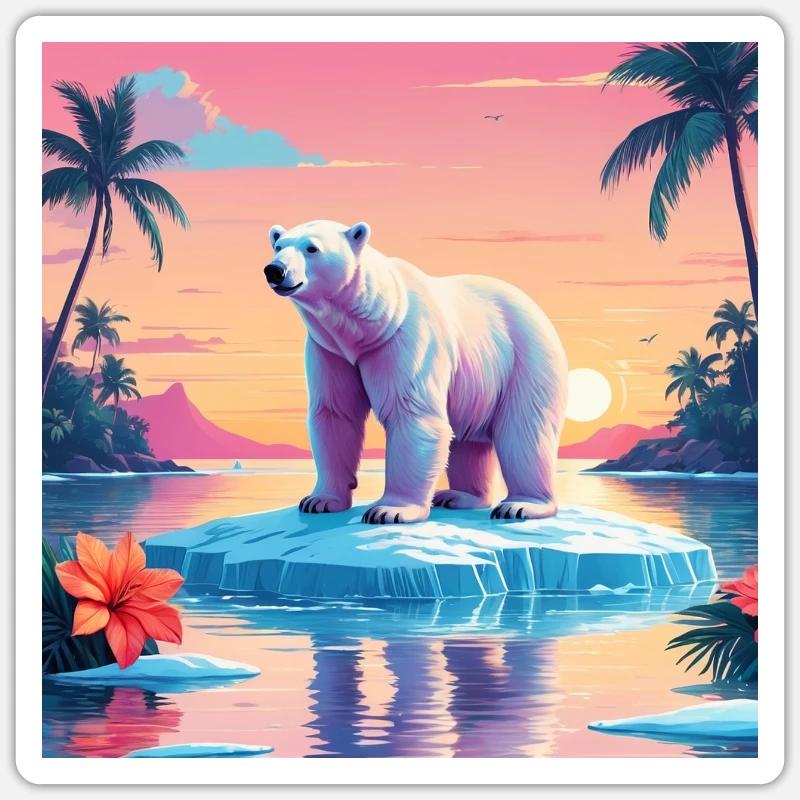Ours blanc - Sticker taille S (10 x 10 cm) - blanc mat