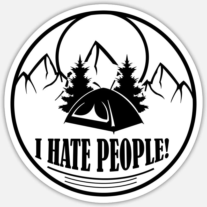 i hate people - Sticker Größe S (10 x 10 cm) - Mattweiß