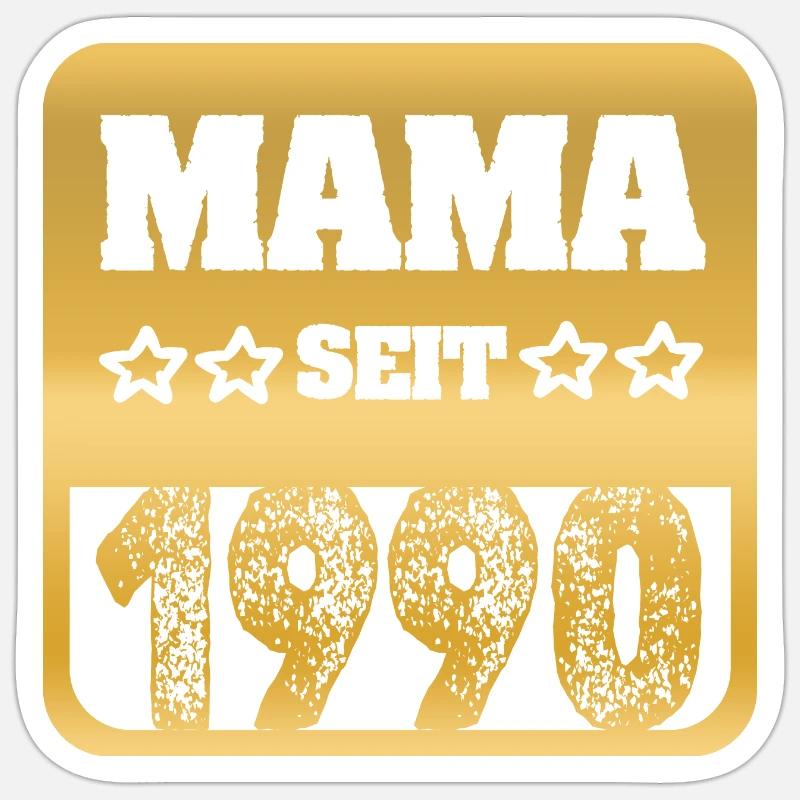 Maman 1990 - Sticker taille S (10 x 10 cm) - blanc mat