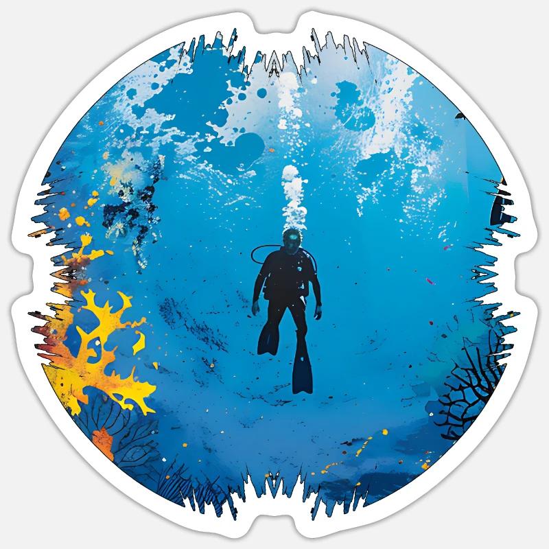 Weightlessness while diving - Sticker size S (10 x 10 cm) - white matte