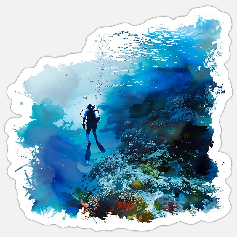 Weightless gliding while diving - Sticker size S (10 x 10 cm) - white matte