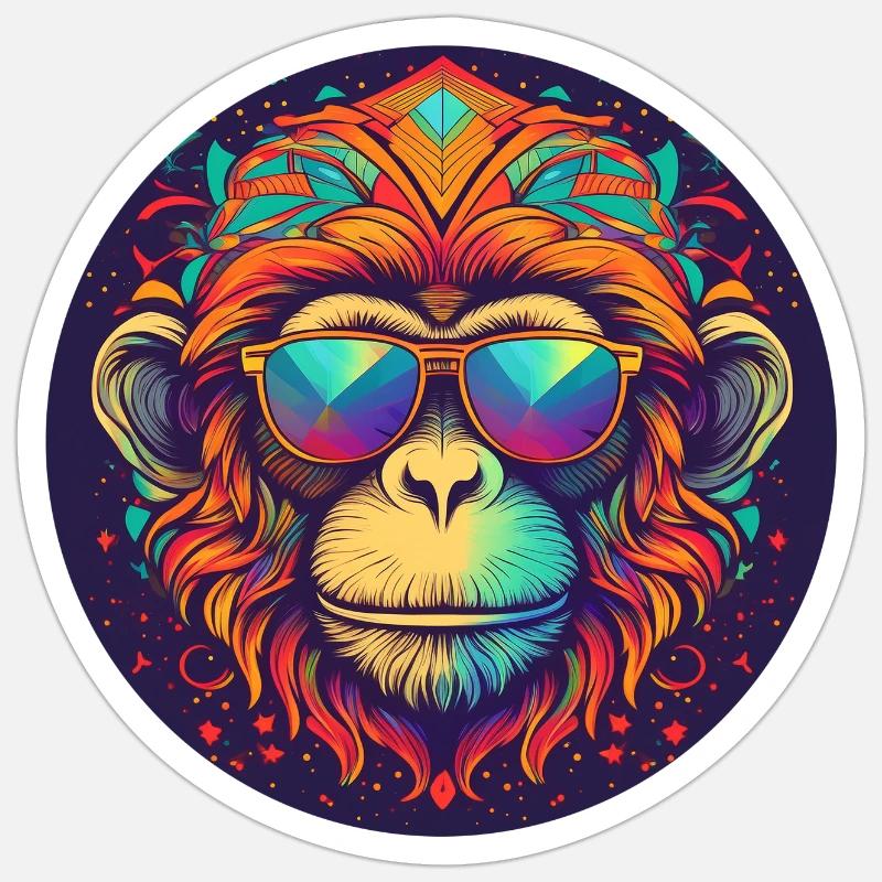 Cool Monkey With Sunglasses - Sticker size S (10 x 10 cm) - white matte