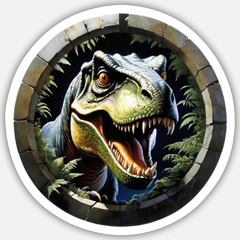 T-Rex - Sticker taille S (10 x 10 cm) - blanc mat