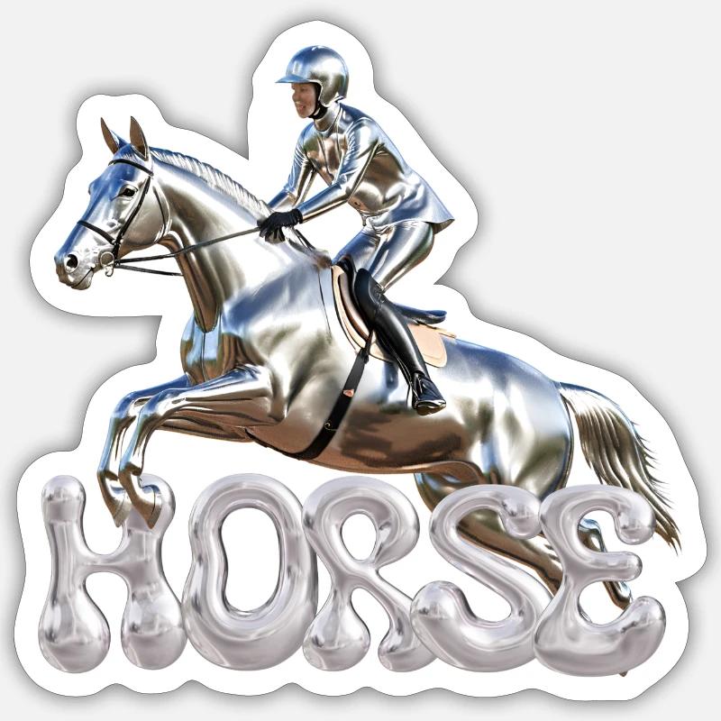 Show Jumper Chrome 2 - Sticker taille S (10 x 10 cm) - blanc mat